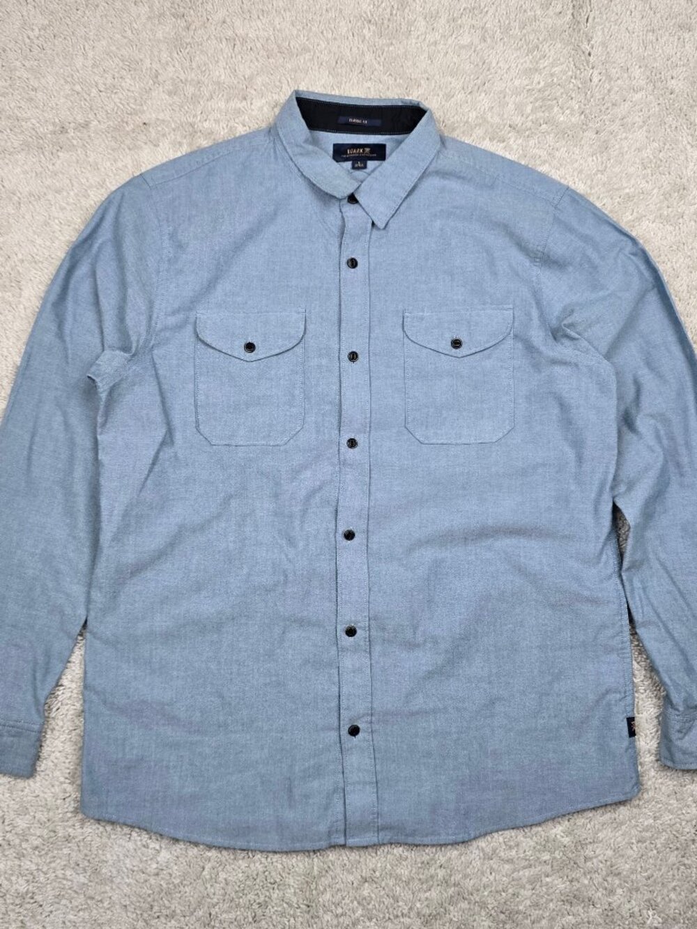 ROARK Button-front Long Sleeve Shirt Blue Mens  Size Large L USA Adventure USA